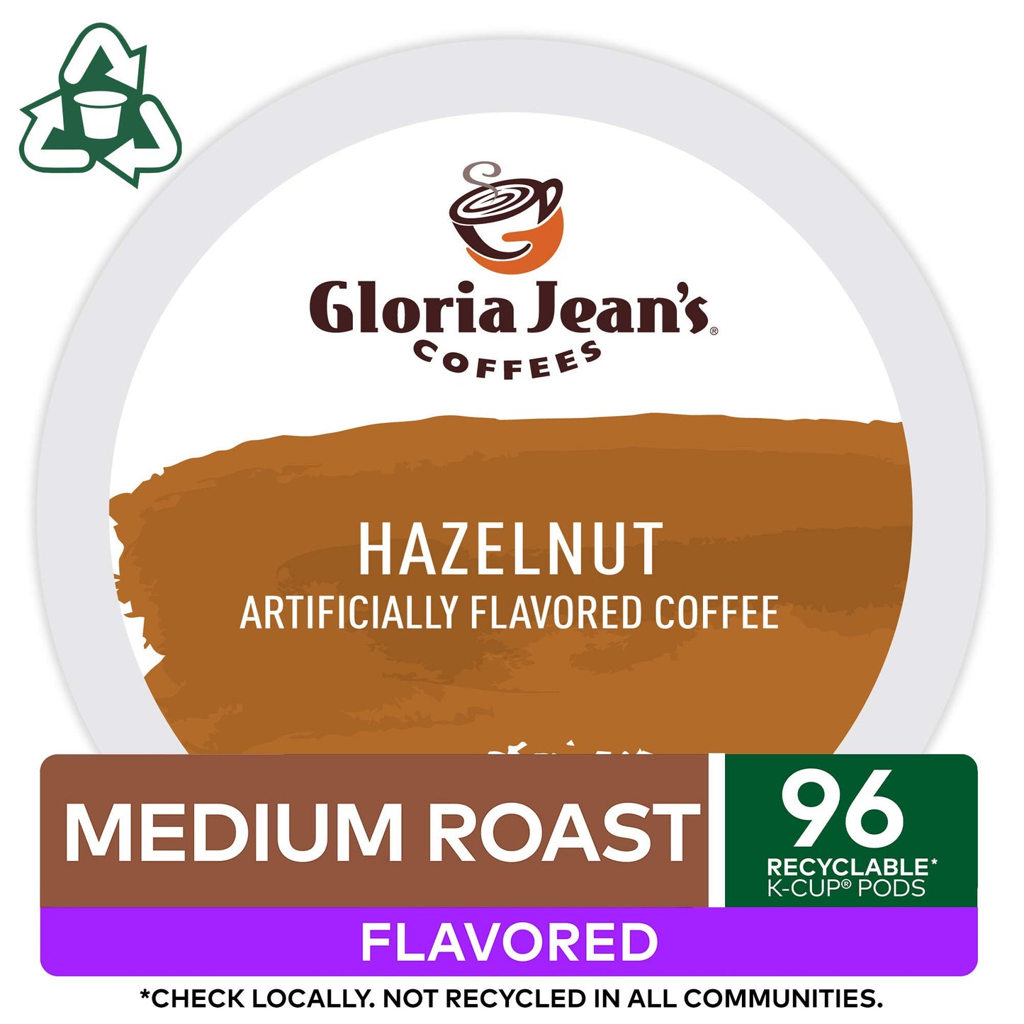 Gloria Jean's Coffees Hazelnut, Single-Serve Keurig K-Cup Pods, Flavored Medium Roast Coffee, 96 Count