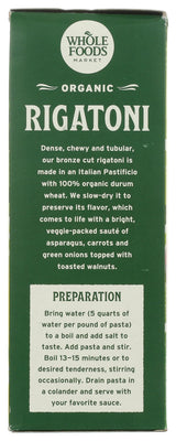 Whole Foods Market, Organic Rigatoni, 16 Ounce