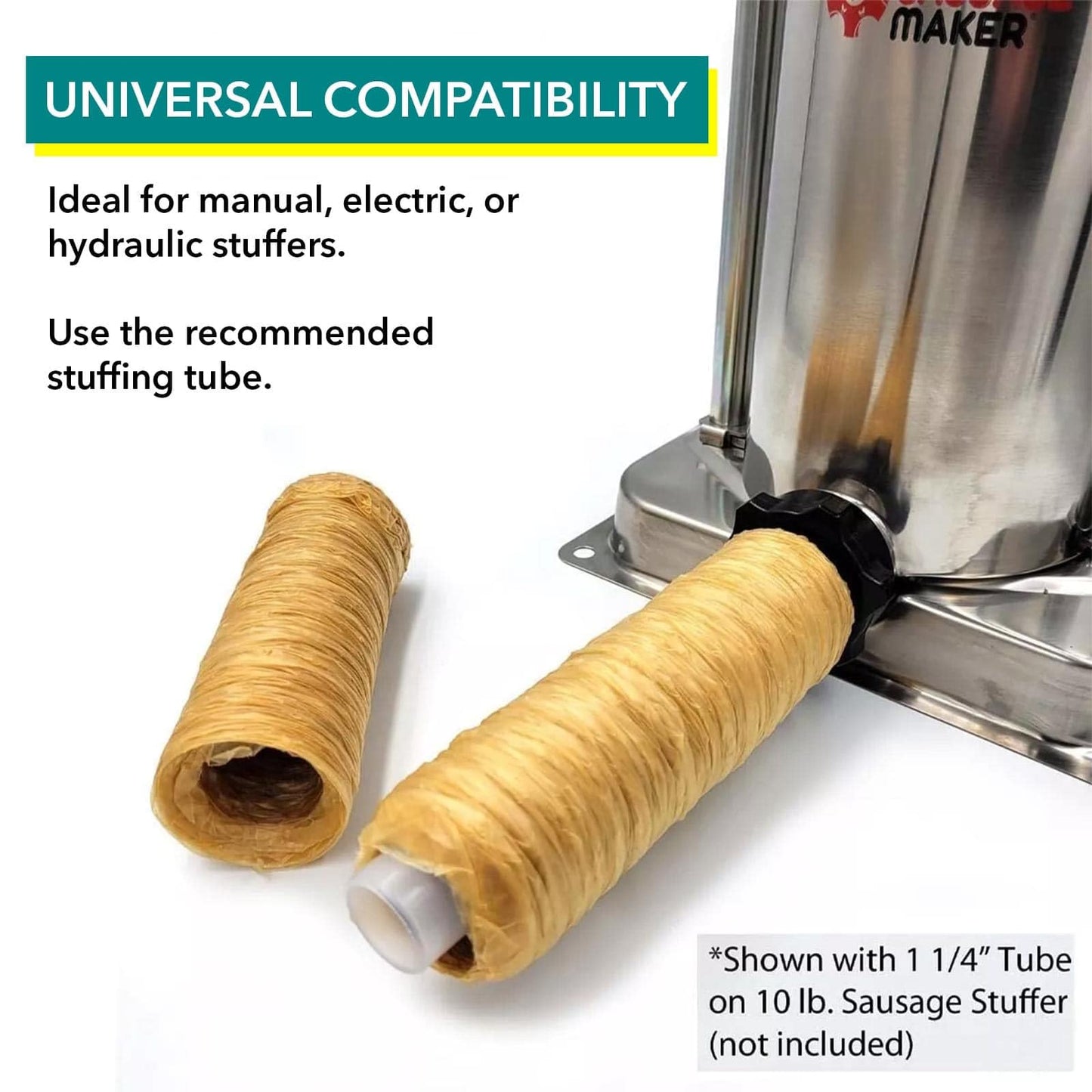 The Sausage Maker® 19mm Collagen Casings For Sausage Making, Edible, Clear, Smoked Beef Collagen Sticks, 3/4” Diameter Snack Stick Casings, 148 Feet