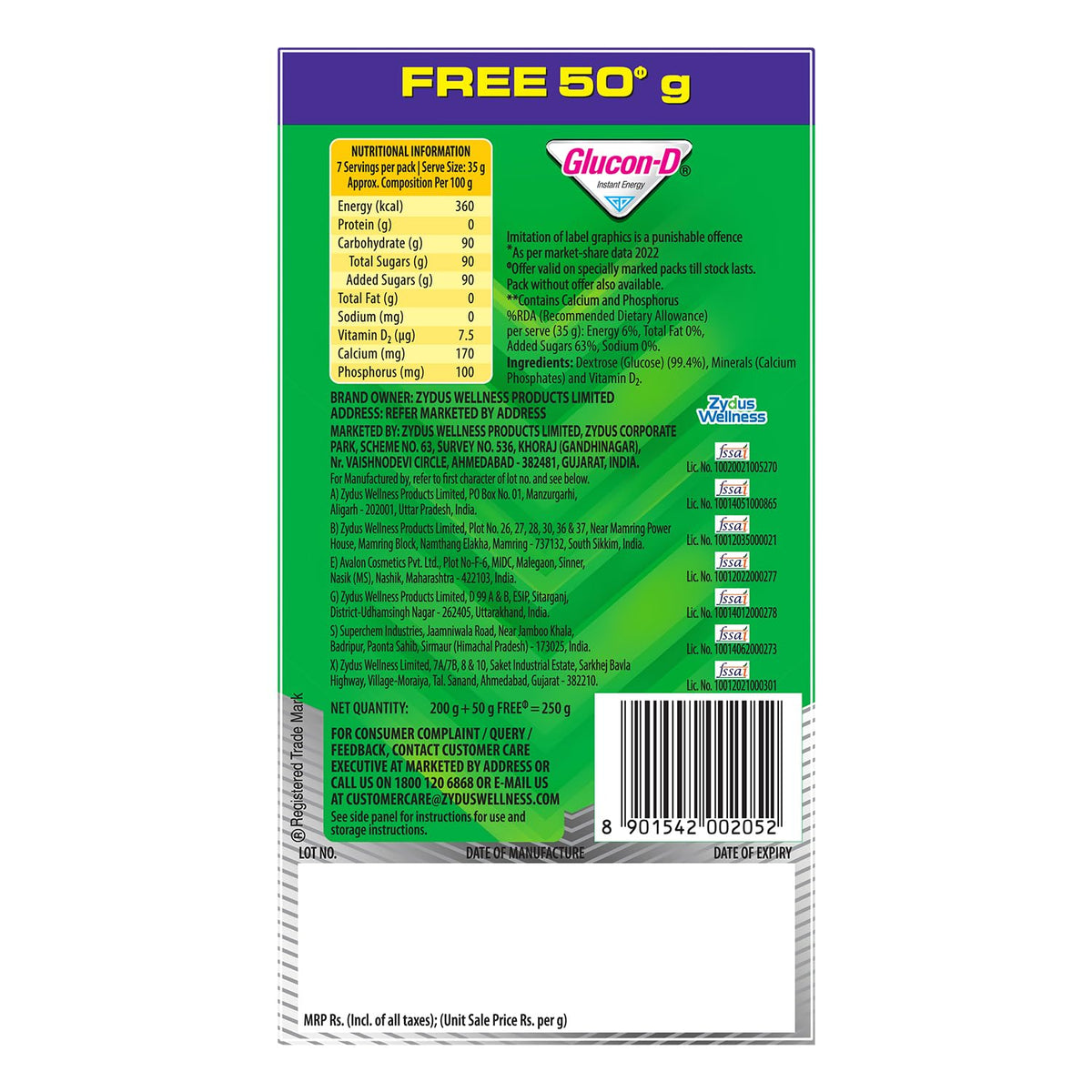 Glucon-D Glucose Based Beverage Mix - 250 g Cartoon