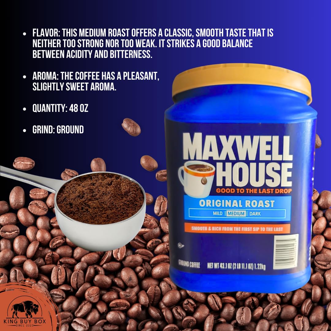 KING BUY BOX Cup 1 PCS Bundle with Original Roast Ground Coffee (43.1 oz, 3 Pack)