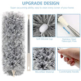 Microfiber Duster with Extension Pole(Stainless Steel) 30 to 100'', with Bendable Head, Extendable Long Duster for Cleaning Ceiling Fan, High Ceiling