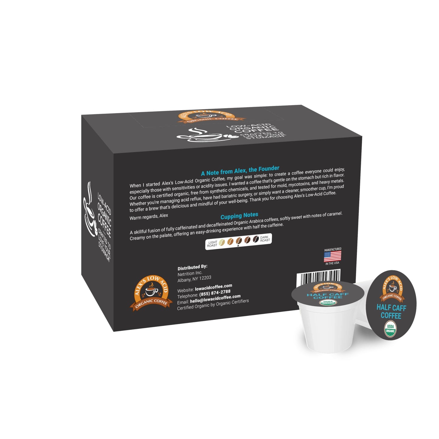 Alex's Low Acid Organic Coffee Wind Down Single-Serve Pods Variety Pack