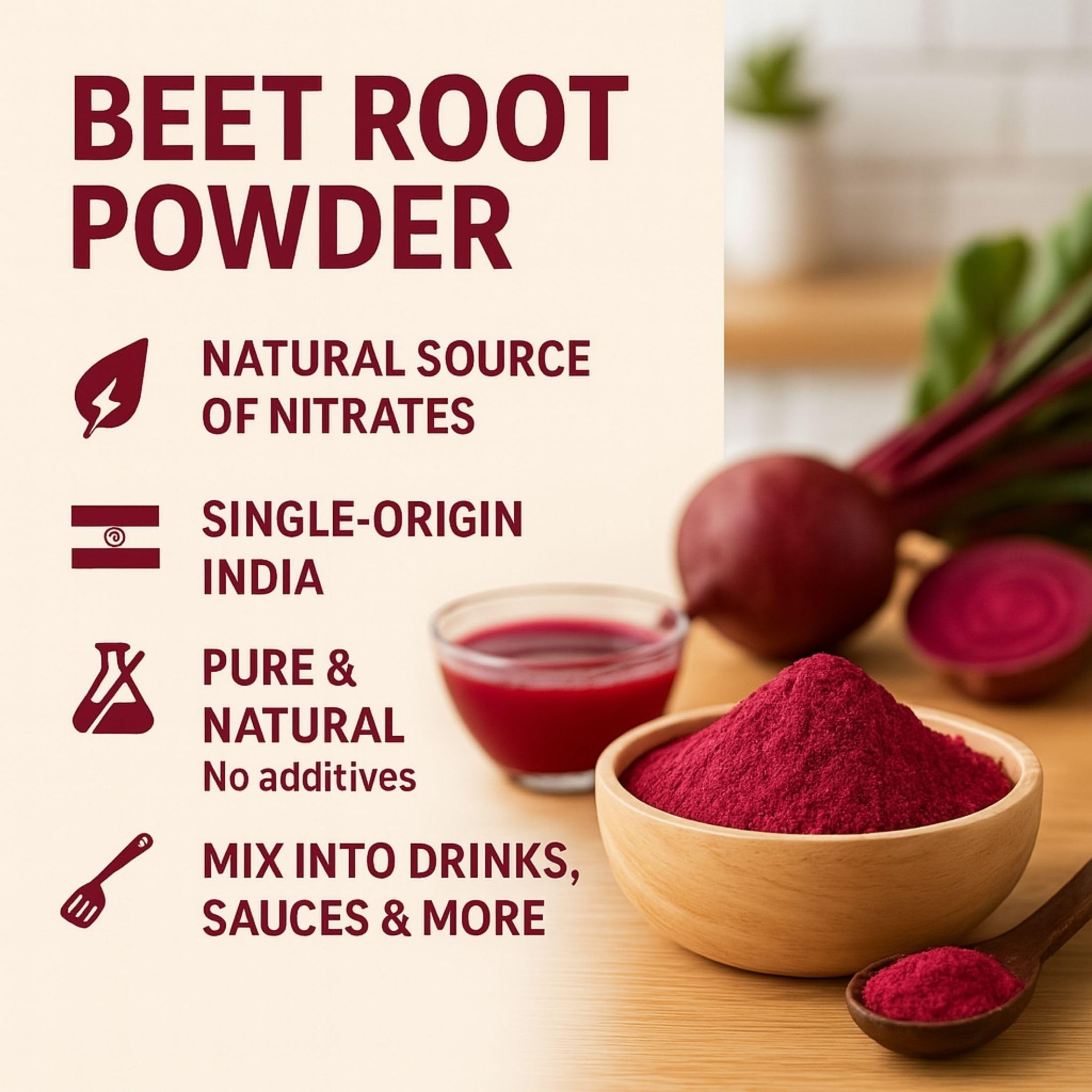 SPICY PANTRY Beet Root Powder 4 oz - 100% Natural, Non-GMO, Gluten Friendly Superfood for Smoothies, Juices, Sauces, Soups, Baking & Natural Coloring