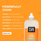 Better Life Floor Cleaner - Liquid Multipurpose Cleaner for Wood, Tile, Laminate, Vinyl, Bamboo - Hardwood Floor Cleaner for Mopping - Citrus Mint
