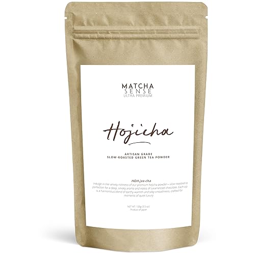 Matcha Sense - Authentic Japanese Hojicha Powder - Premium Slow Roasted Green Tea, Low Caffeine, Coffee Alternative, Easy Resealable Pouch - 100g