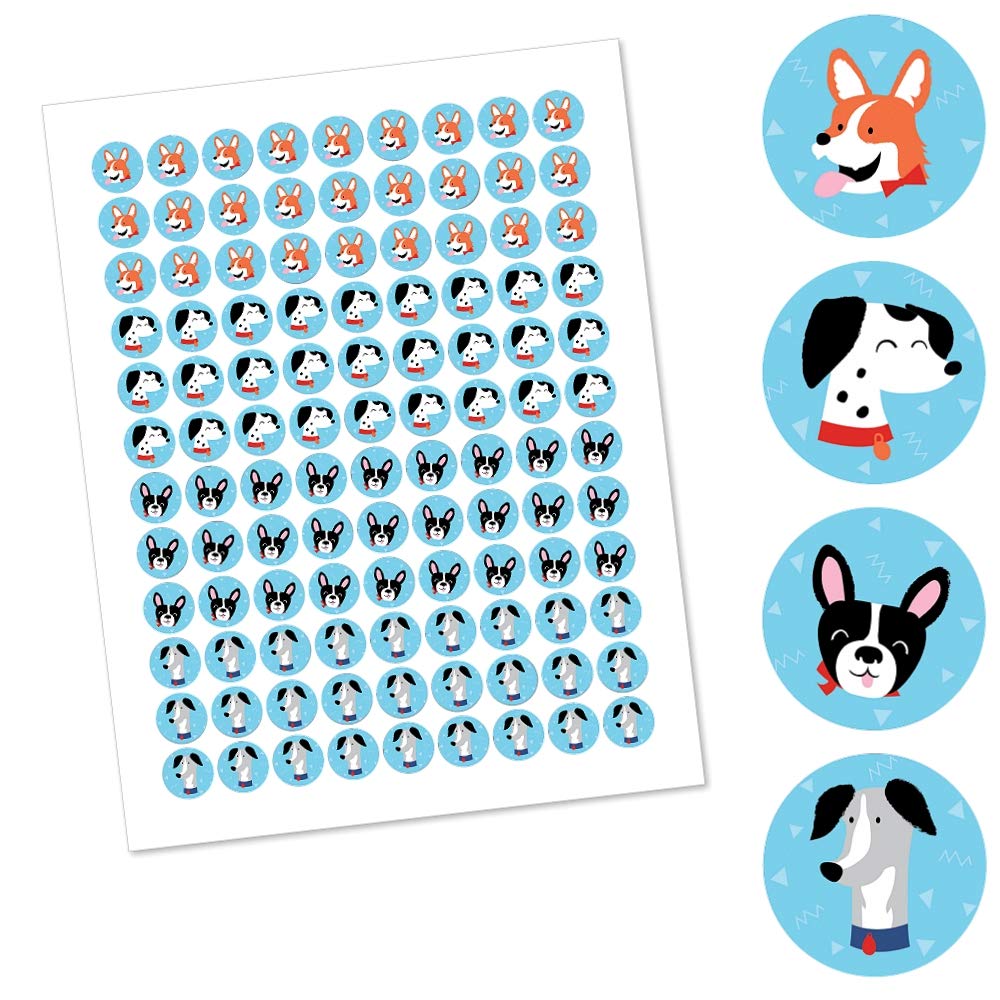 Pawty Like a Puppy - Dog Party Favors - Round Candy Stickers - 108pc