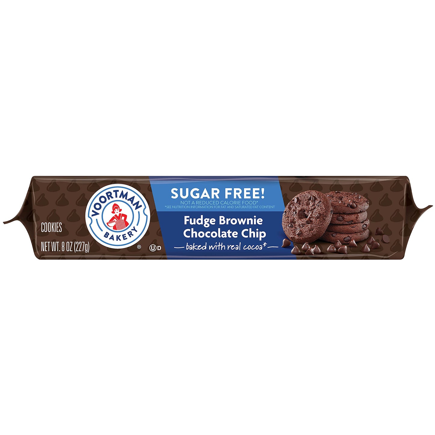 Voortman Bakery Sugar Free Fudge Brownie Chocolate Chip Cookies, 12 Count