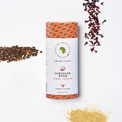 Kazi Yetu - Hibiscus Star - 100% Natural Herbal Blend - Caffeine Free - Biodegradable Pyramid Tea Bags - Hot or Cold Brew - Great for Relaxation