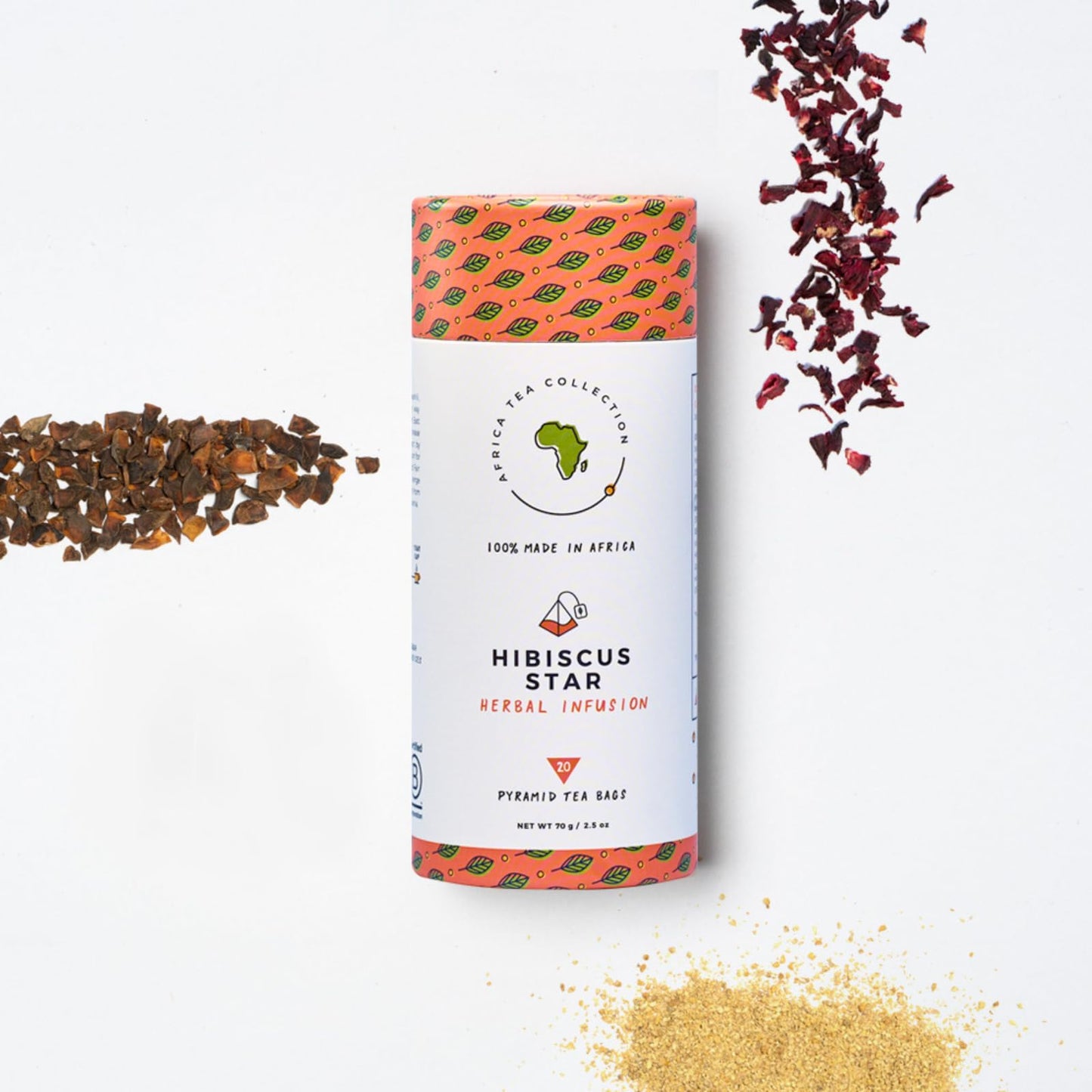 Kazi Yetu - Hibiscus Star - 100% Natural Herbal Blend - Caffeine Free - Biodegradable Pyramid Tea Bags - Hot or Cold Brew - Great for Relaxation