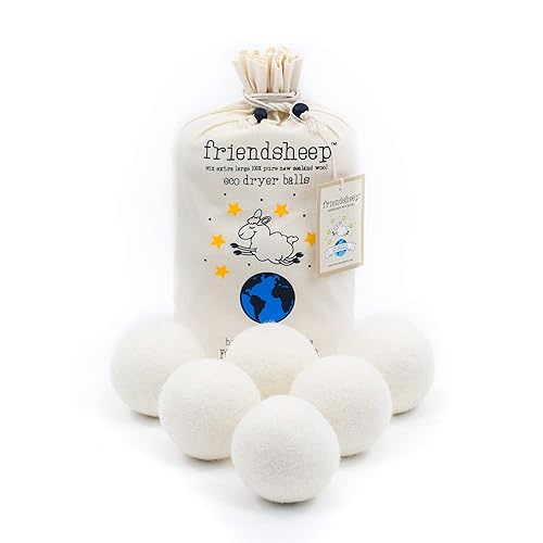 Friendsheep Wool Dryer Balls, Organic Reusable Fabric Softener Alternative for Laundry, Handmade, Fair Trade, Hypoallergenic, Eco-Friendly
