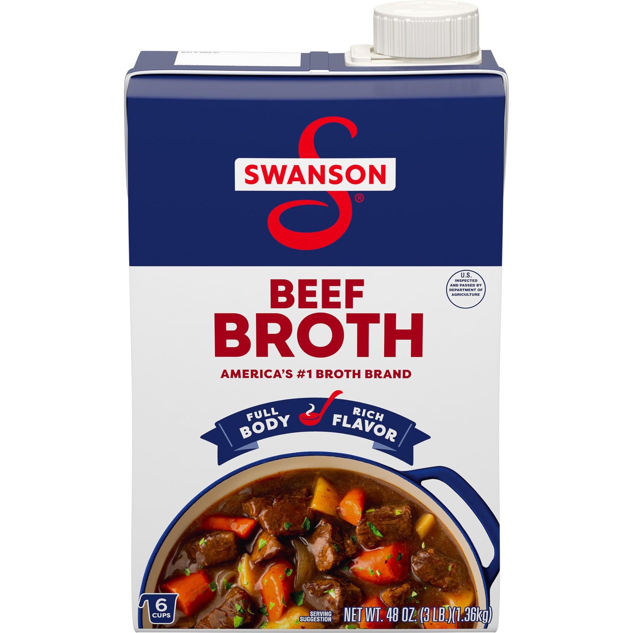 SWANSON S Beef Broth, 48 oz. Carton