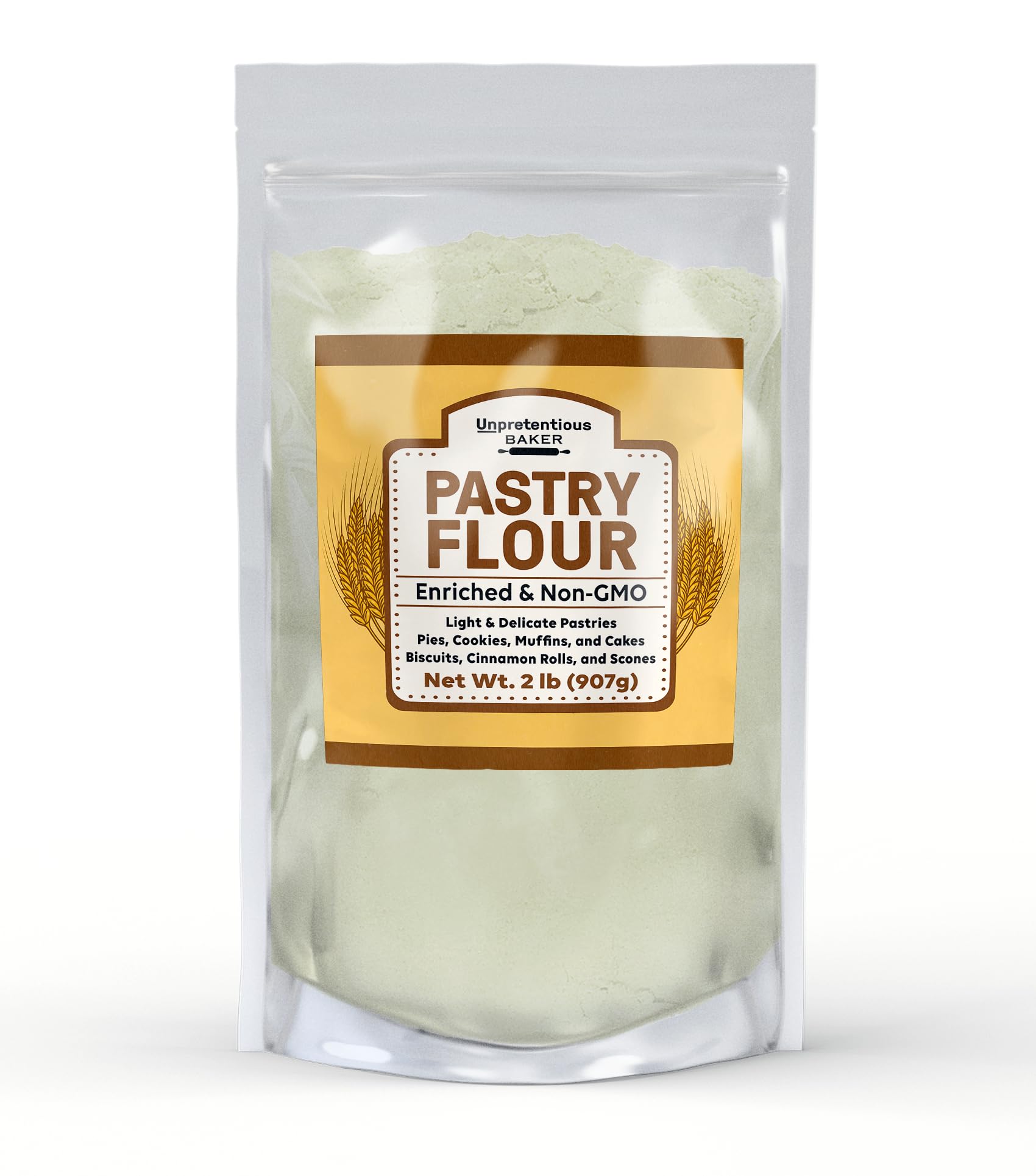 Unpretentious Pastry Flour, Non-GMO, Great For Flaky Pastries, Pies, Muffins, Biscuits (2 Pound)
