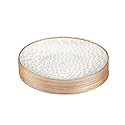 PLASTICPRO 30 Pack Hammered Plastic Plates Heavyweight Disposable Plastic Plates Elegant Clear Hammered Rim Platsic Party Dishes (Hamered Clear