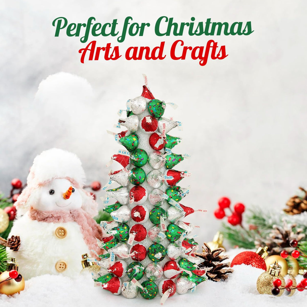 Candykrave Hershey'ss Festive Kisses Chocolate candy - 4LB (400 pcs) Bulk christmas chocolate Candy - Delicious Red, Green & Silver Foil Bulk
