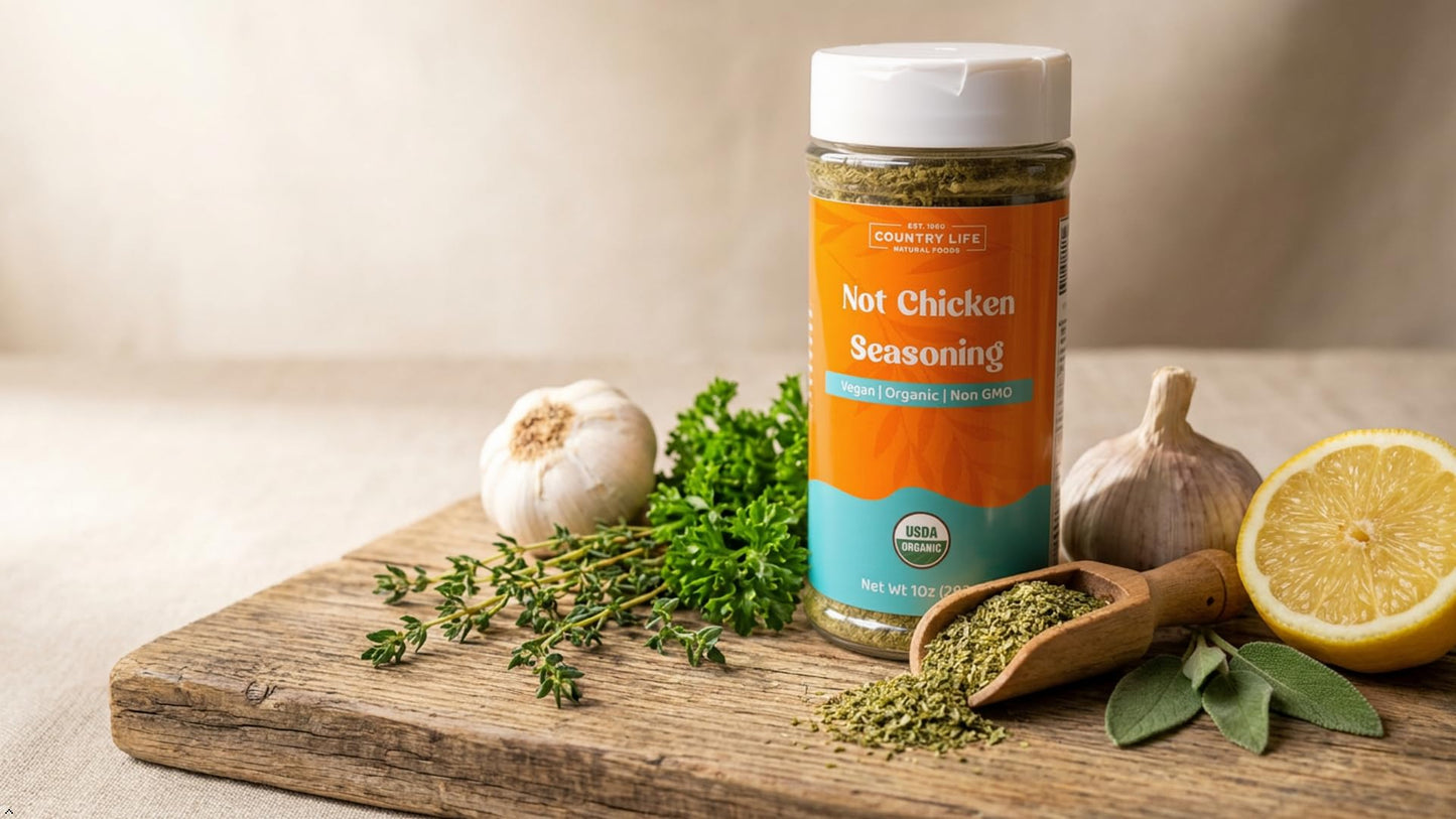 Country Life Natural Foods Not Chicken Seasoning 10 oz | Vegan Egg Topping Seasoning Salt | Non-GMO Plant-Based Spice Mix with Himalayan Black Salt