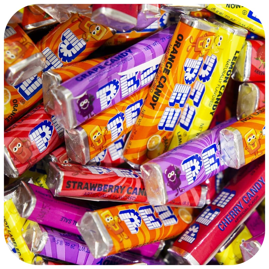 Candy Dispenser Refills, 1 lb (16oz) Variety Bag: Grape, Lemon, Strawberry Orange, Cherry, and Raspberry. Kids, Parties, Movie Theaters, Halloween