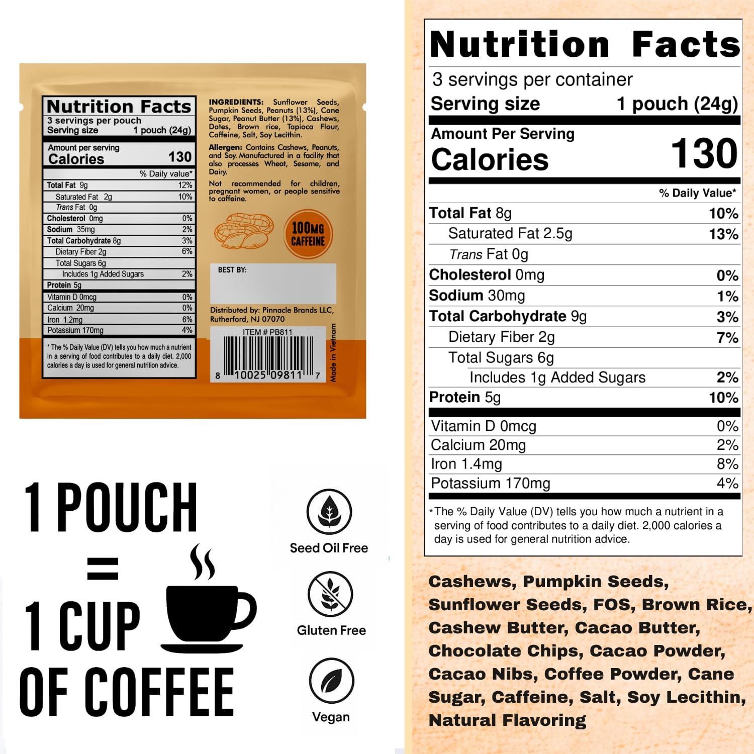 GetUp - Caffeinated Granola Bites - Peanut Butter (10 Pack) - 100mg Caffeine Energy Bites - Gluten-Free, 0 Seed Oils, All Natural - Coffee Alternative