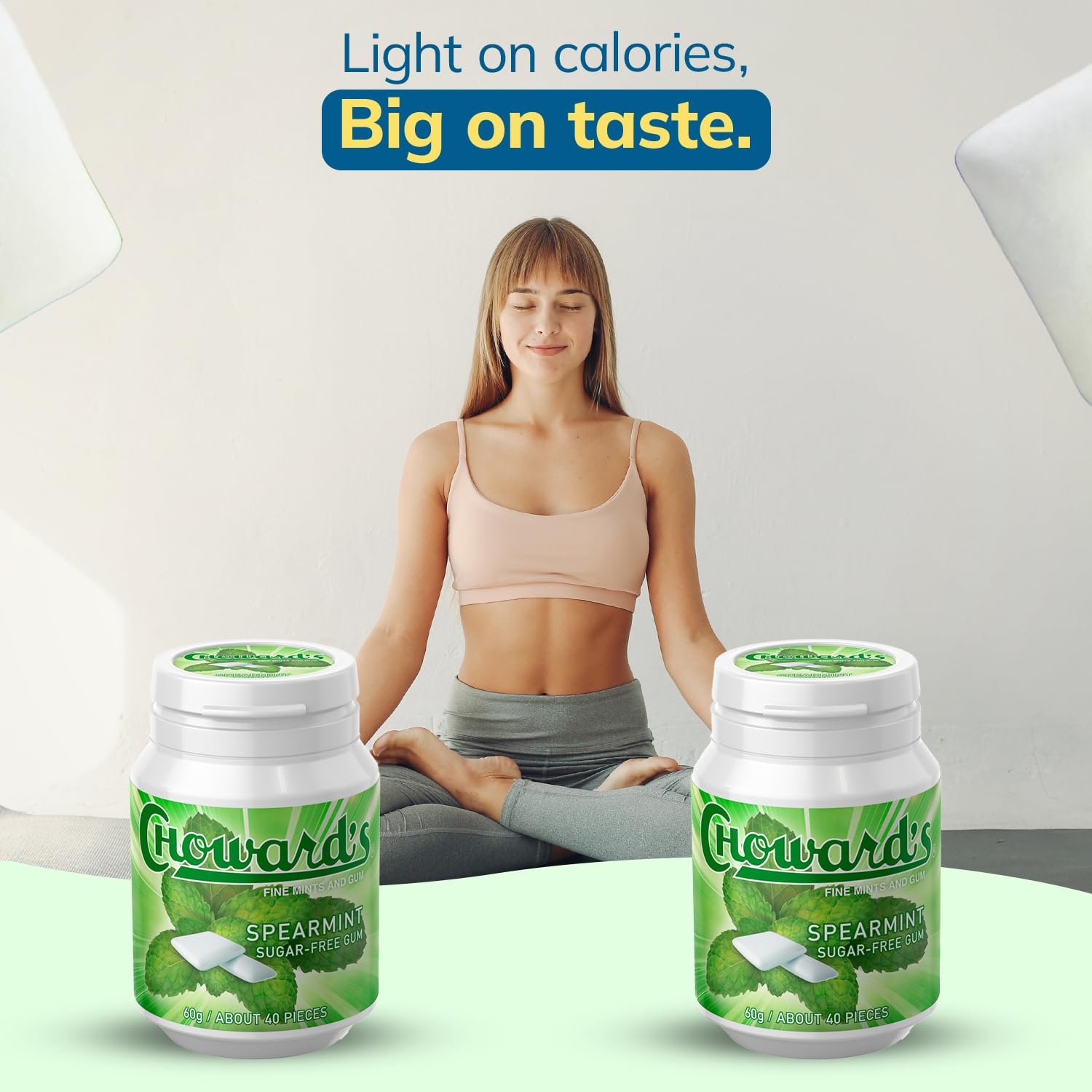 Choward's Spearmint Sugar-Free Gum | Unique Aromatic Flavors for Everyday Freshness | Long-Lasting Flavor | Soft Chew | Portable Bottle for On the Go