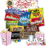 Valentines Movie Night Gift basket - Valentines popcorn bags and candy for Valentine gifts - Valentines day gift baskets for kids and adults