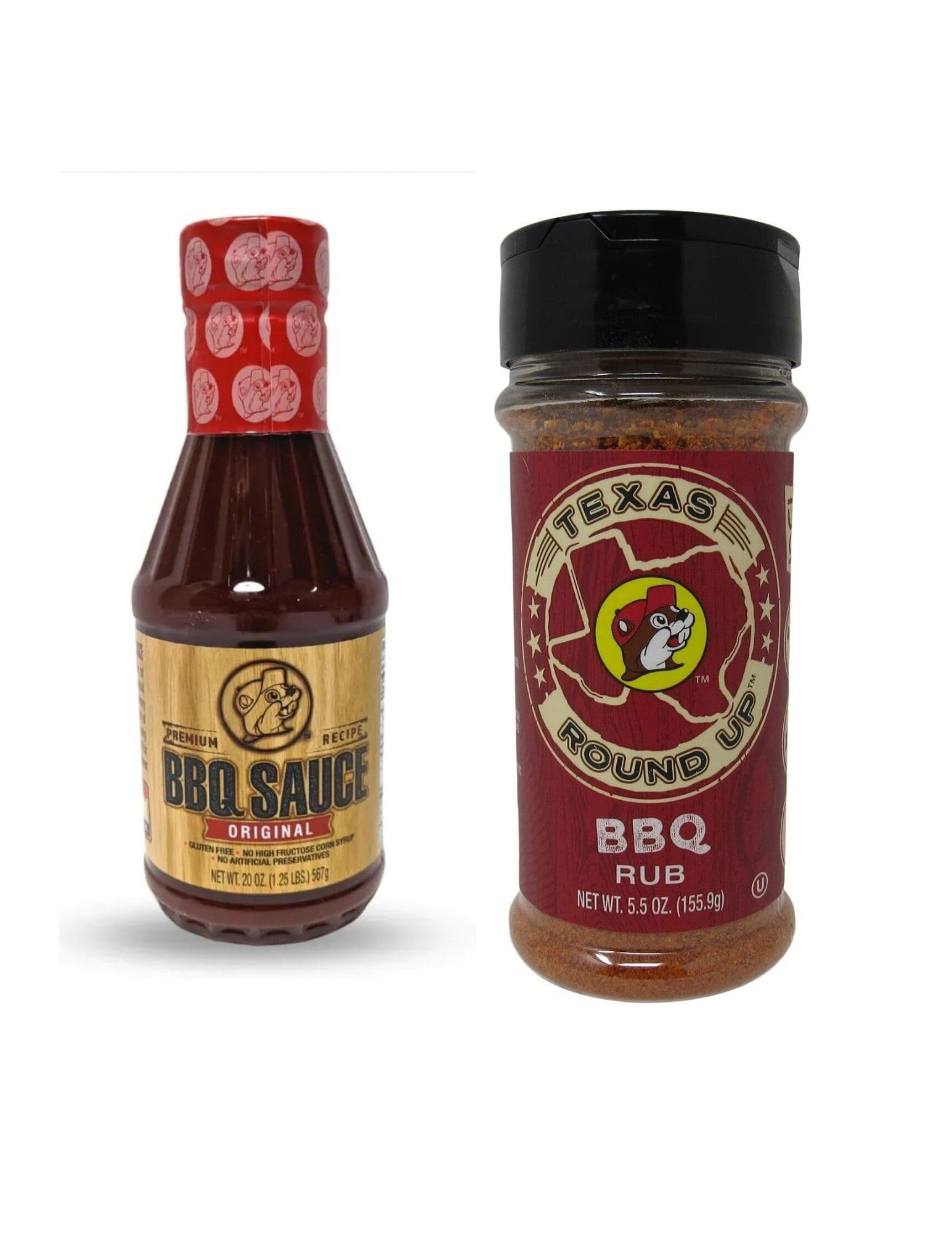 Bundle Buc-ee's One Original BBQ Sauce and One Texas Round Up BBQ Rub total 2