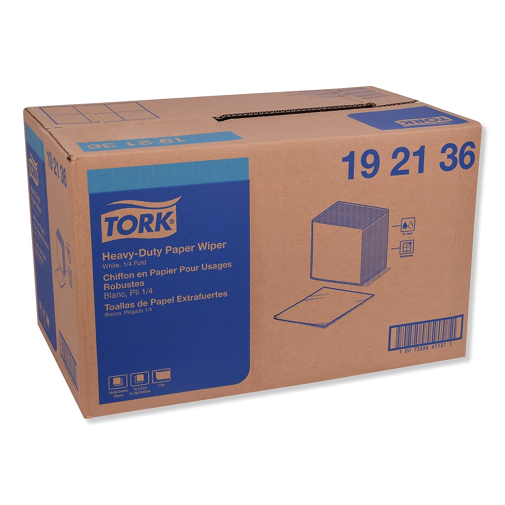 Tork 192136 Heavy-Duty Single-Ply 1/4-Fold Paper Wipers, White