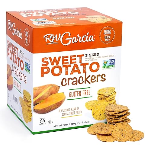 RW Garcia Sweet Potato 3 Seeds Crackers Net Wt 30 Ounce (2 X 15oz Bags), 30 Ounce ,, 1.87 Pound ()