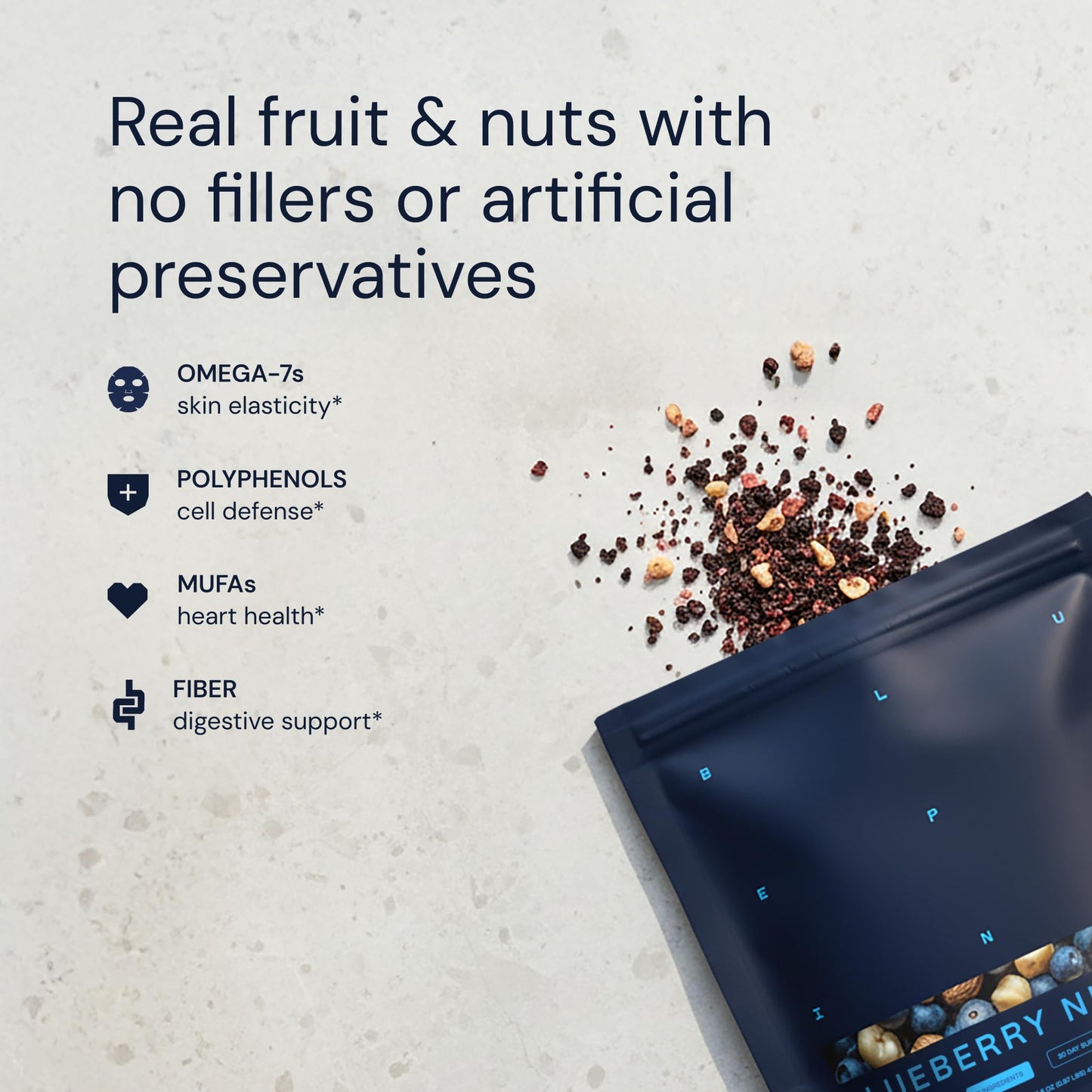 Blueprint Bryan Johnson Blueberry Nut Mix - Real Blueberries, Roasted Macadamia Nuts and Walnuts - No Additives or Added Sugars - Keto and Paleo