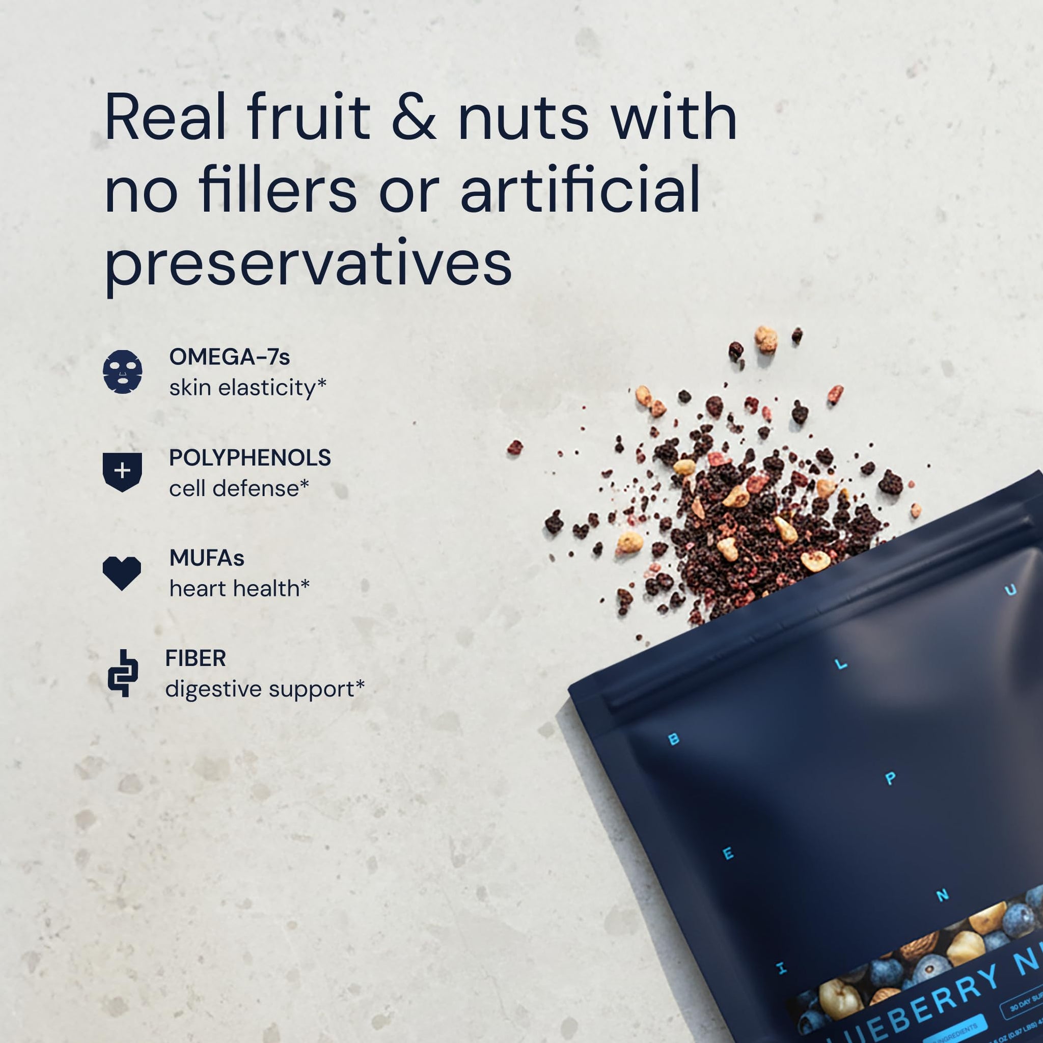 Blueprint Bryan Johnson Blueberry Nut Mix - Real Blueberries, Roasted Macadamia Nuts and Walnuts - No Additives or Added Sugars - Keto and Paleo