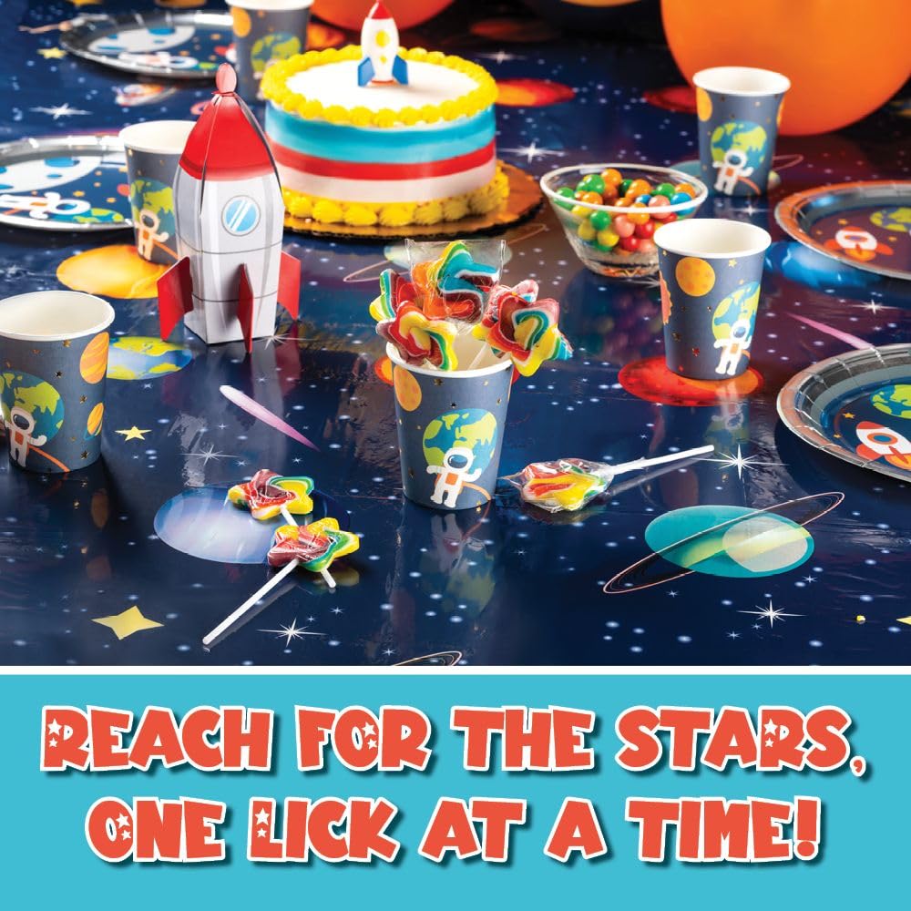 Galaxy Star Rainbow Lollipops Individually Wrapped, Bursting with Fruity Flavor, Great Swirl Lollipops for Kids Birthday Parties, Space Candy Party