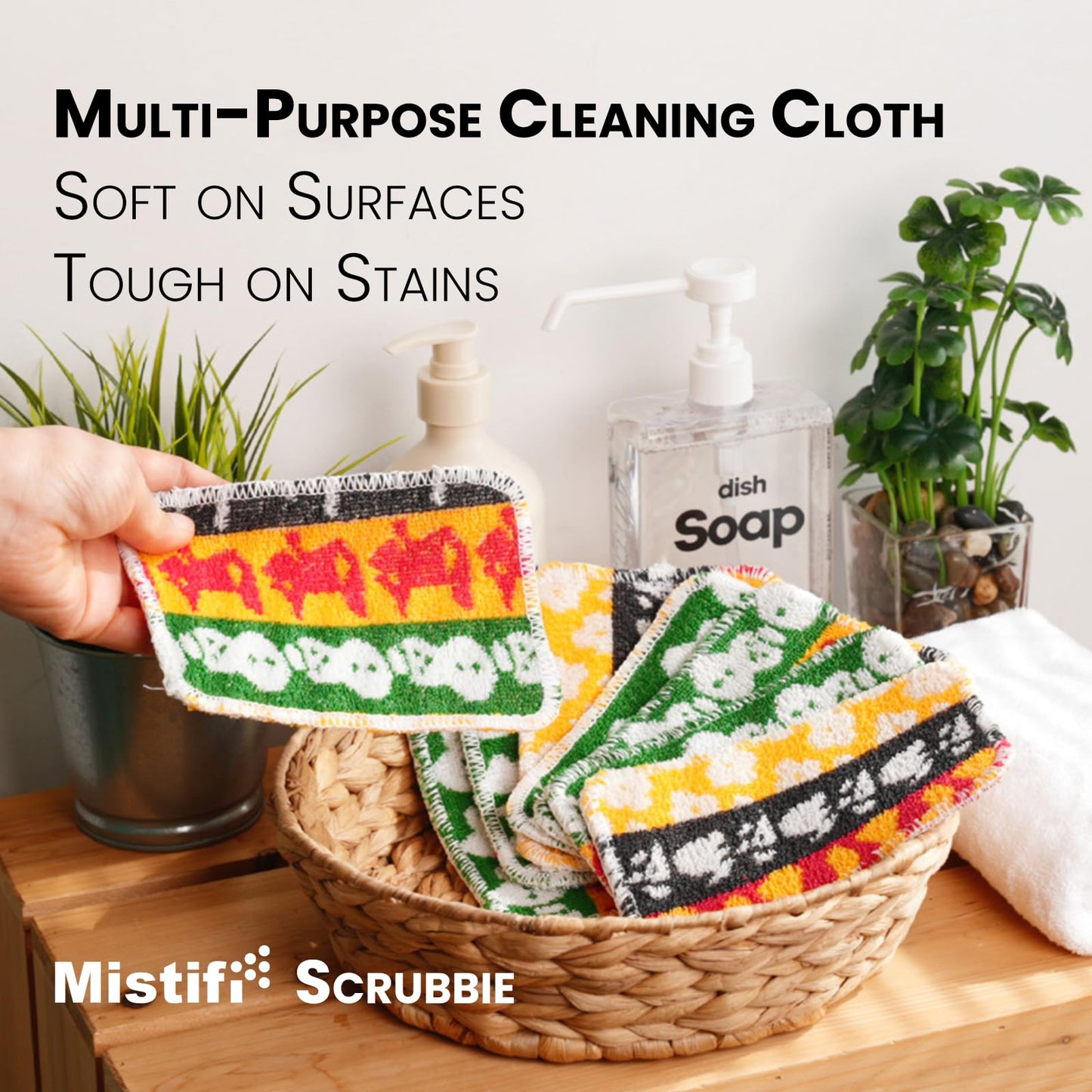 Mistifi Scrub 3-Pack resusable, scouring pad, Non-Scratching Dish Scrubber for Kitchen and House Hold clening, Dishwasher Safe Soft scrube, Assorted