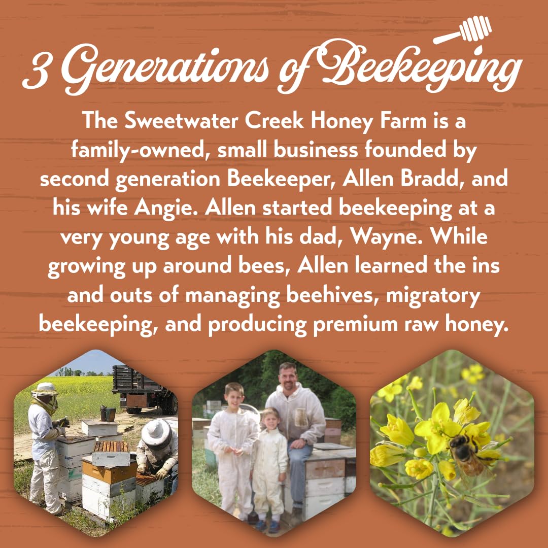 Sourwood Honey - 100% Pure, Raw, & Unfiltered - 32 oz - Sweetwater Creek Honey Farm - Made From Our Beehives, 100% U.S. Honey - Sweet Creamed Caramel Flavor, Natural Sweetener & Sugar Replacement