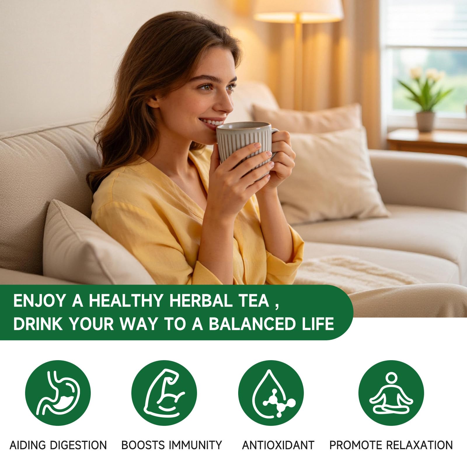 Chamomile Tea Bags, Natural Chamomile Flowers Herbal Tea, Non-GMO - Caffeine-Free, Enjoy Hot or Iced, 100 Teabags, 1.5g/bag (Chamomile Tea)