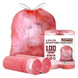 4 Gallon Trash Bags Drawstring 100 Count, JUKFITA Extra Strong Small Garbage Bags, Unscented Trash Can Liners for Bathroom Restroom Office Kitchen