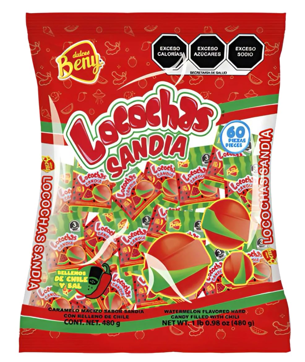 BENY LOCOCHAS WATERMELON (SANDIA) HARD CANDY 1LB .098 OZ 60pcs