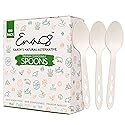 100% Compostable Non Plastic Spoons [100 Pack] CPLA Disposable Spoons. Non Plastic Silverware Set. Eco-Friendly Cutlery, Off White Flatware, Extra