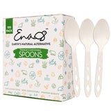 100% Compostable Non Plastic Spoons [100 Pack] CPLA Disposable Spoons. Non Plastic Silverware Set. Eco-Friendly Cutlery, Off White Flatware, Extra