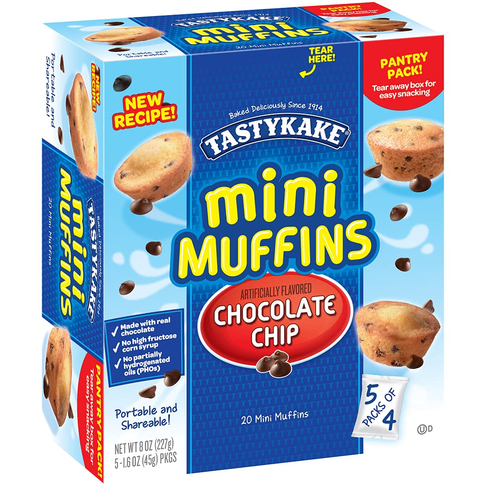 TastyKake Chocolate Chip Mini Muffins, 5 Pouchesper Box, 8 Oz, 8.0 Oz