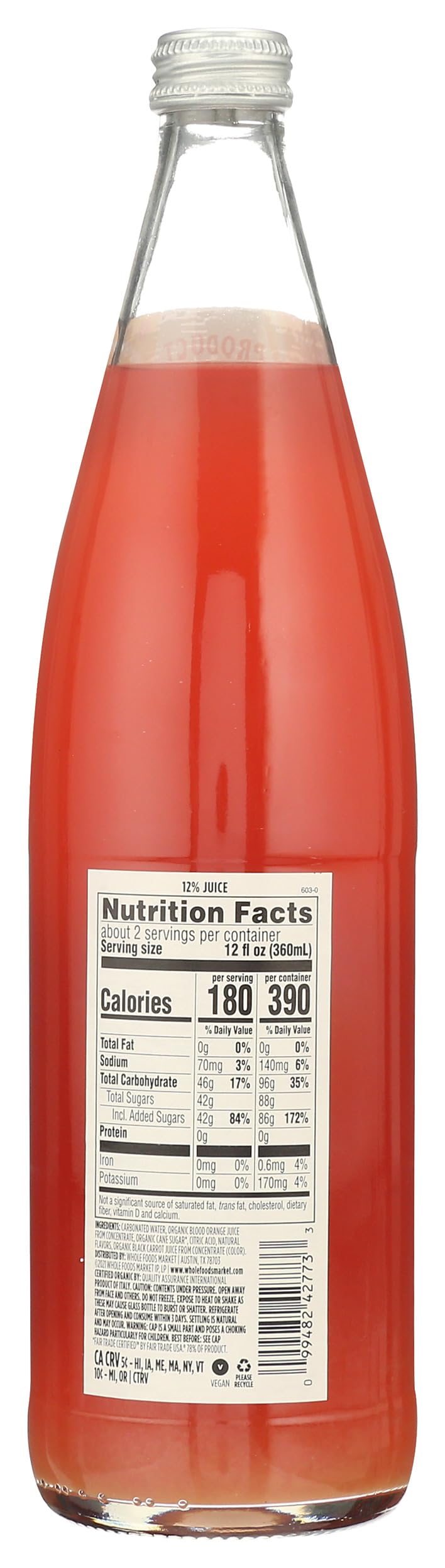 Whole Foods Market Organic Blood Orange Italian Soda, 25.4 Fl Oz
