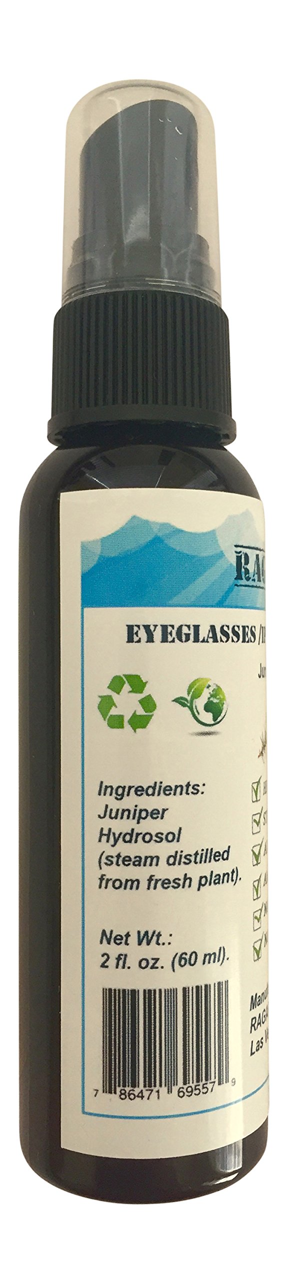 RAGARDEN Eyeglasses/iPhone/iPad Cleaner. Juniper floral water. 2 oz Spray Bottle.