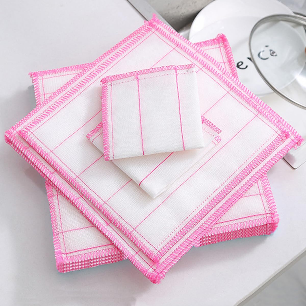 Snadulor 10Pcs Wood Fiber Cleaning Cloths Bamboo Blend Dish Cloths Super Absorbent Kitchen Cleaning Cloth Dish Towels,9.8" x 9.8"