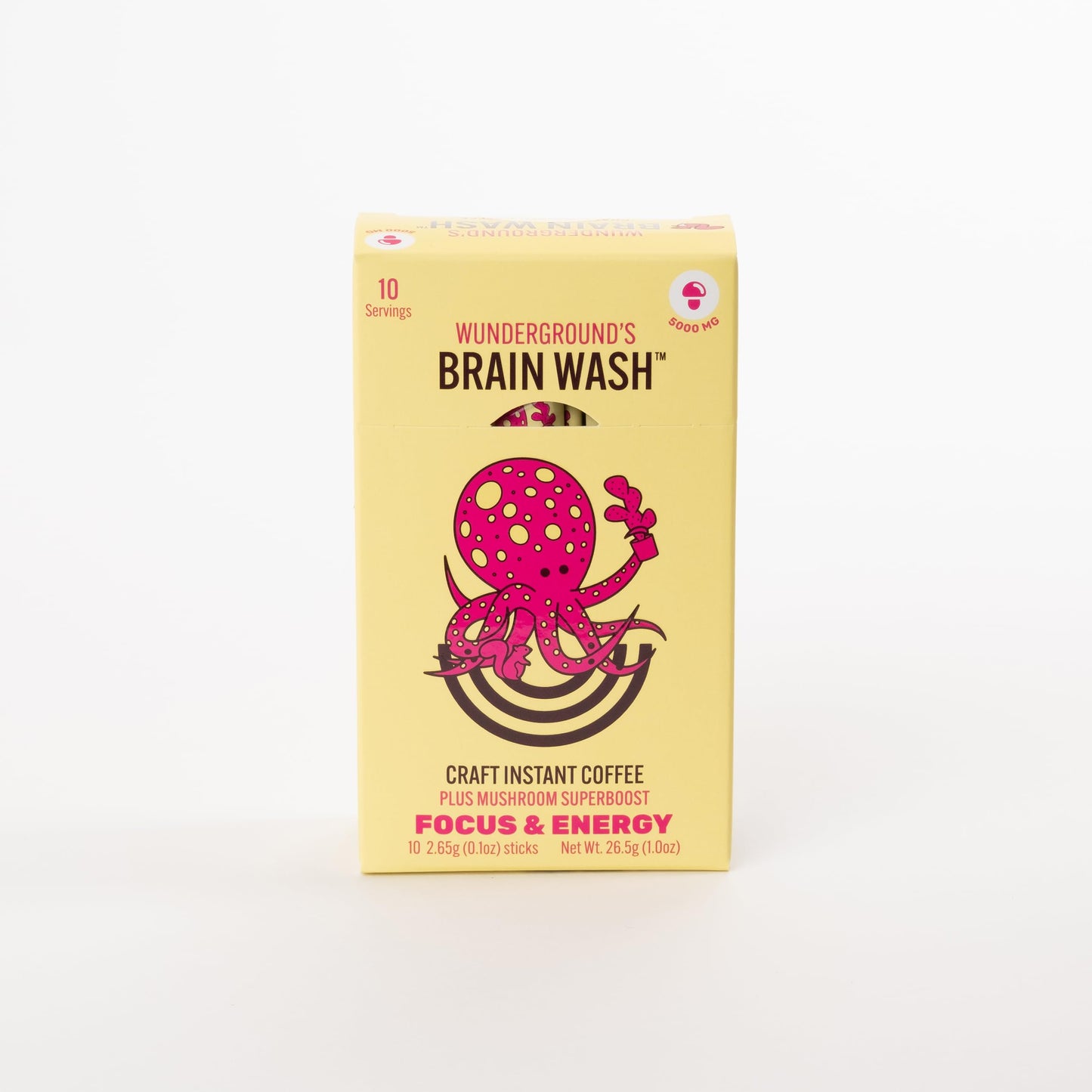 Wunderground's Brain Wash Craft Instant Coffee Plus Mushroom SuperBoost (10, Serving Carton)