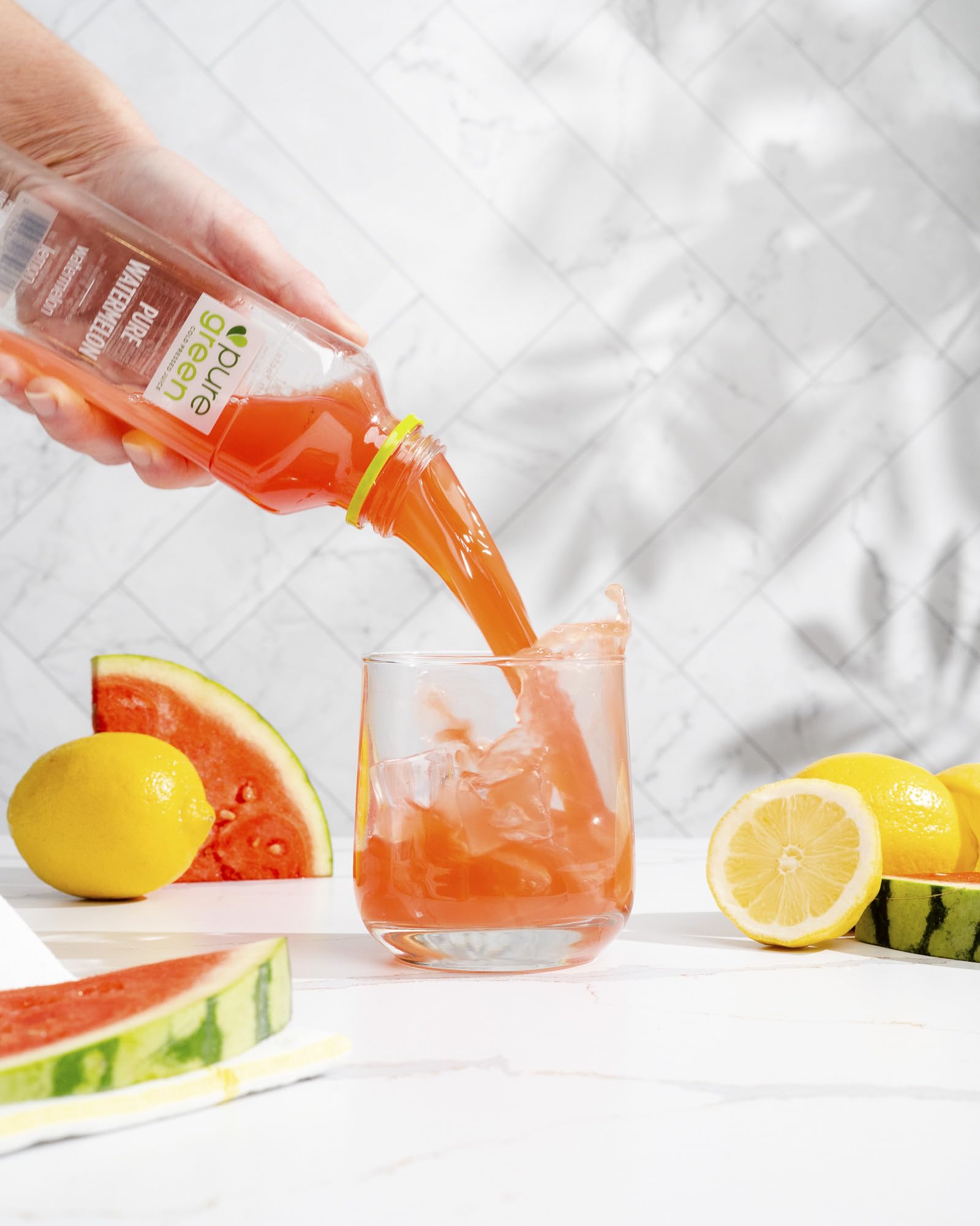 Pure Green Cold Pressed Juice - Pure Watermelon - Fresh Functional Blend with Watermelon and Lemon - Natural, Gluten Free, Non-GMO, No Artificial