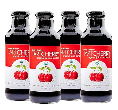 TAHITI TRADER Tart Cherry Juice Concentrate - Ready to Drink Organic Superfood Promoting Immune Support & Overall Health - Pure, Unsweetened Fruit