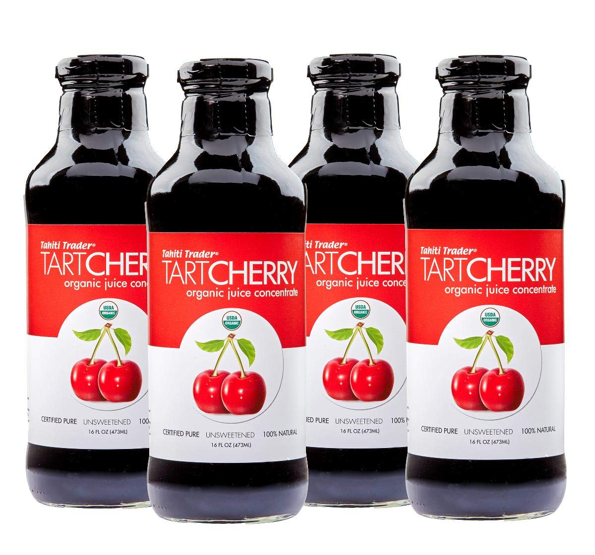 TAHITI TRADER Tart Cherry Juice Concentrate - Ready to Drink Organic Superfood Promoting Immune Support & Overall Health - Pure, Unsweetened Fruit