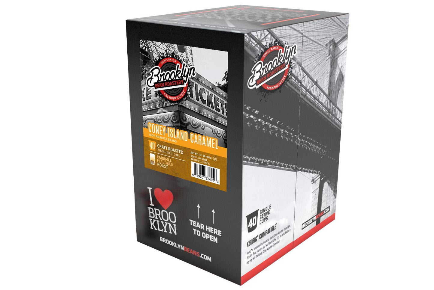 Brooklyn Beans Coney Island Caramel Gourmet Coffee Pods - Compatible with Keurig K Cup Brewers Including 2.0 Machines, 40 Count, Rich and Creamy