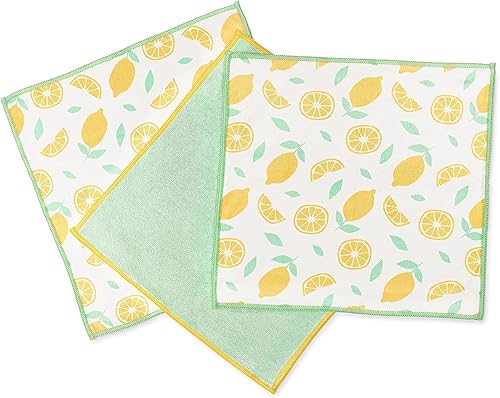 Full Circle Renew Collection All-Purpose Recycled Microfiber Cloths, Citrus Print, 12.01" x 3.00", Set of 3 - Cleans with Just Water & Naturally