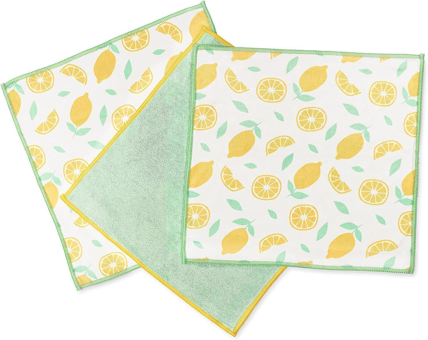 Full Circle Renew Collection All-Purpose Recycled Microfiber Cloths, Citrus Print, 12.01" x 3.00", Set of 3 - Cleans with Just Water & Naturally