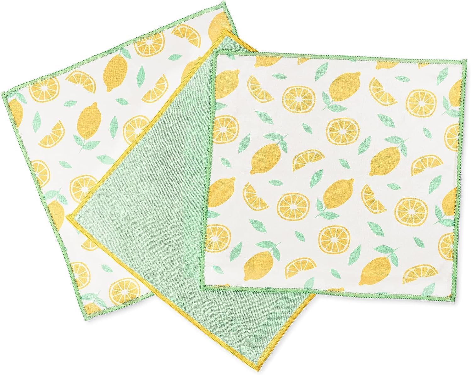 Full Circle Renew Collection All-Purpose Recycled Microfiber Cloths, Citrus Print, 12.01" x 3.00", Set of 3 - Cleans with Just Water & Naturally