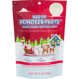 Bag of Reindeer Farts Cotton Candy, NEW Merry Cherry Flavor, 1 pack / 3 ounces, Funny Christmas Stocking Stuffer Present for Kids Boys Girls Teens